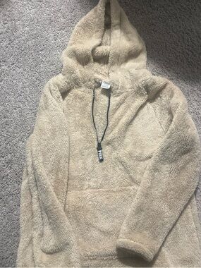 VS PINK  Plush Teddy Hoodie in Beige